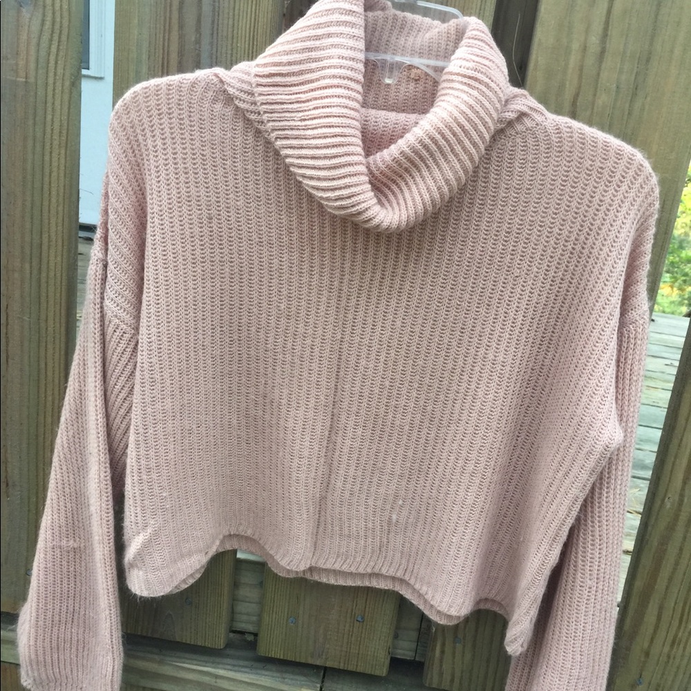 Cropped, cowl, fuzzy sweater by Don’t Ask Why.